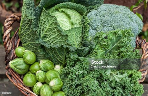 ein Korb mit grünem Gemüse